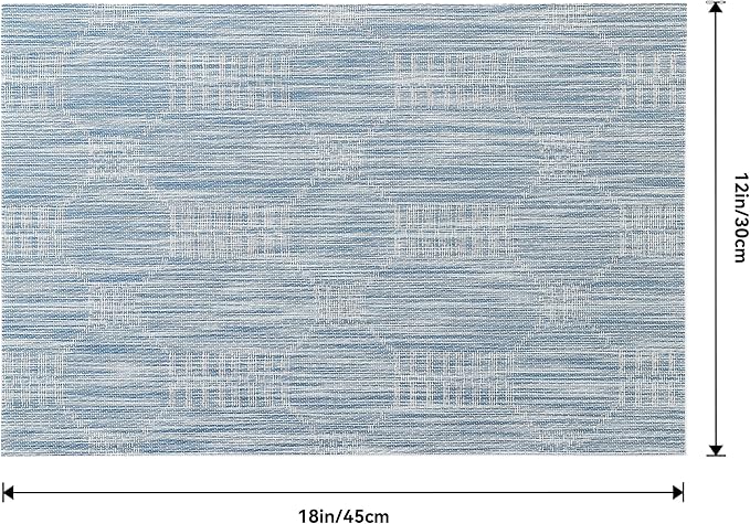 Leetaltree Alice Blue Placemats Set of 6 - Heat Resistant Non-Slip Place mats for Dining Table, Washable Durable PVC Vinyl Woven Table Mats（Jacquard Blue, 6）