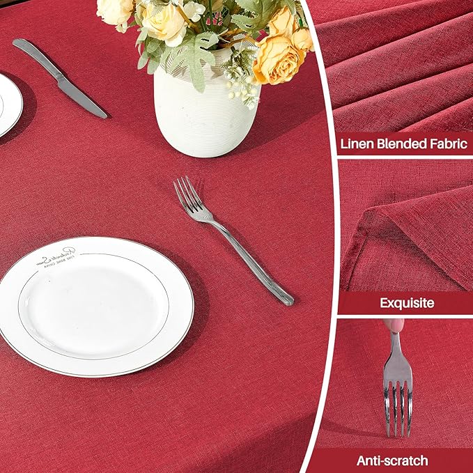 IVAPUPU Textured Linen Table Cloth for Rectangle Table - Waterproof Fabric Tablecloth Rectangular Wrinkle Free Wipeable Dining Cover for Wedding/Birthday/Party Decor, 60 x 120 Inch