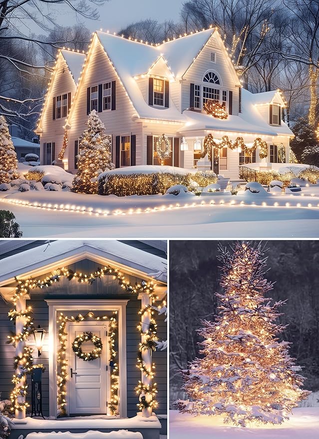 Brightown Outdoor Christmas Lights, 100 Ft C9 LED Commercial String Lights with Warm White Strawberry C9 Bulbs, Waterproof Connectable UL Certified C9 Lights for Indoor Home Yard Xmas Tree Decor