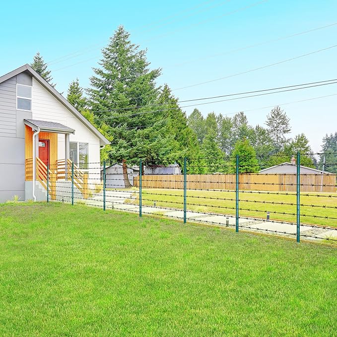 ARIFARO Fence Posts 5 Feet Sturdy Duty Metal Fencing Fencing Poles, Pack of 10, No Dig Garden T Post for Wire Fencing Steel Poles for Yard, Outdoor Wire