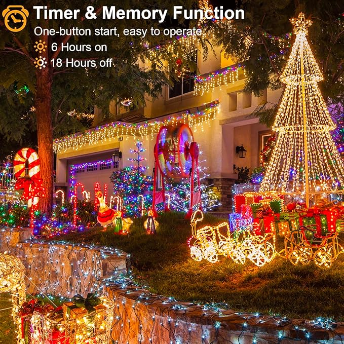 Icicle Christmas Lights Outdoor, 66ft 640 LED Icicle Lights for Outside 8 Modes with 75 Drops, Plug in Christmas Light for House Indoor Holiday Wedding Christmas Decorations, Warm White