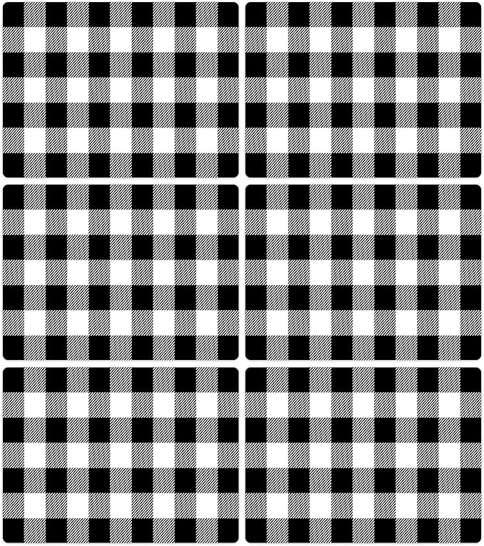 Black and White Plastic Placemats Set of 6 Check Plaid Table Mats Black Buffalo Plaid Place Mats Wipe Clean Washable Table Placemats for Indoor Outdoor Heat Resistant Kitchen Dining Table