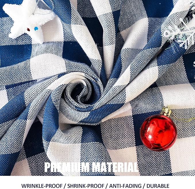 Buffalo Plaid Tablecloth, Burlap Gingham Table Cloth for Thanksgiving Christmas Kitchen Restaurant Holiday Indoor Outdoor Picnic（Rectangle/Oblong, 55x70, Navy Blue