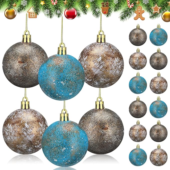 12 Pcs Textured Christmas Ball Ornaments Neutral Christmas Tree Decor Vintage Rustic Copper Ball Ornaments 2 Inch Farmhouse Hanging Shatterproof Home Decor for Xmas Farmhouse Decoration