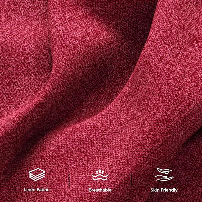 89” Futon Sofa Bed, Linen Comfy Futon Couch Bed with 2 Square Pillows, Convertible Sleeper Sofa with Adjustable Backrest& Armrests, Modern Loveseat Sleeper for Living Room, Bedroom, Red