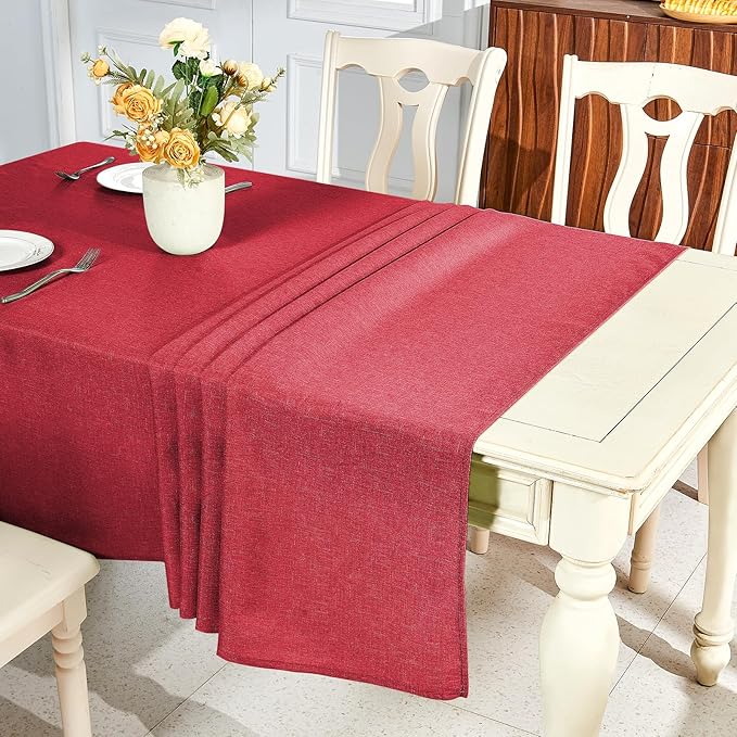 IVAPUPU Textured Linen Table Cloth for Rectangle Table - Waterproof Fabric Tablecloth Rectangular Wrinkle Free Wipeable Dining Cover for Wedding/Birthday/Party Decor, 52x 70 Inch
