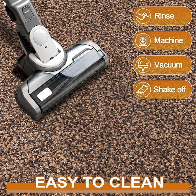 Mibao Front Door Mat, Dirt Trapper Welcome Mat for Outdoor Indoor, Non-Slip Waterproof Doormat, Durable Machine Washable Low Profile Entry Rug for Back Door Outside Patio Porch, 48" x 24", Brown