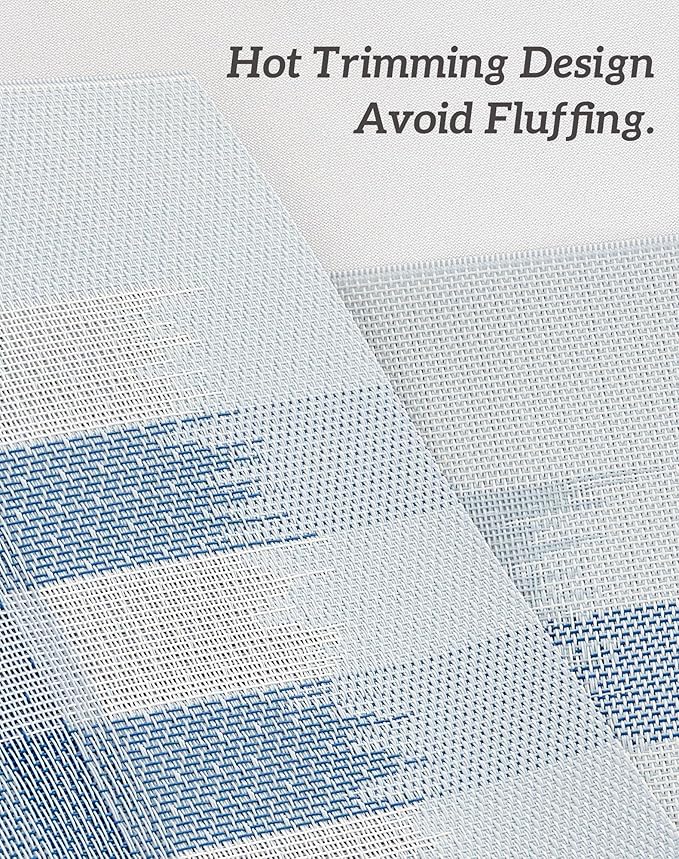 Leetaltree Geometric Print Blue Placemats Set of 8 - Heat Resistant Non-Slip Place mats for Dining Table, Washable Durable PVC Vinyl Woven Table Mats (Geometric Blue, 8)