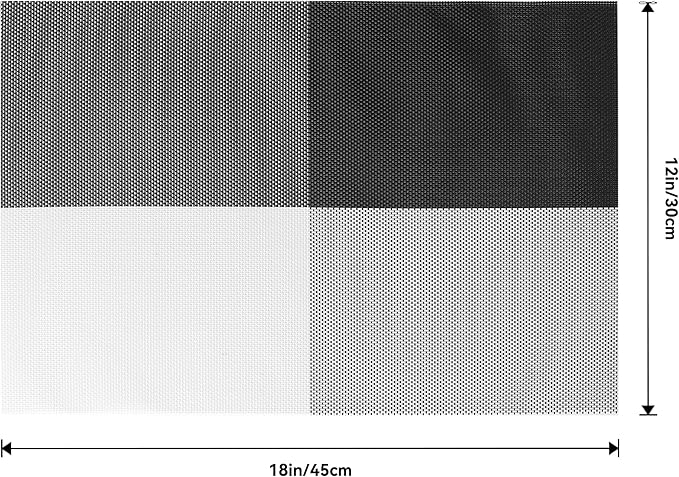 Leetaltree Gray with White Grid Pattern Placemats Set of 4 - Heat Resistant Non-Slip Place mats for Dining Table, Washable Durable PVC Vinyl Woven Table Mats（Grey Grid, 4）