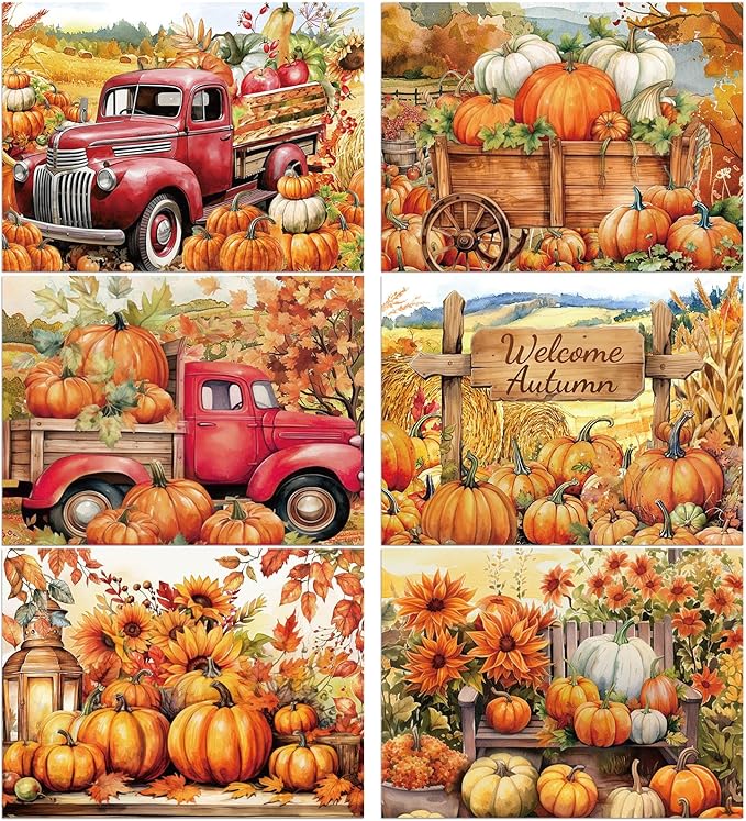 Fall Placemats Set of 6 Thanksgiving Pumpkin Plastic Table Mats Farmhouse Rustic Place Mats Sunflower Dinner Mat Autumn Seasonal Holiday Party Decoration for Indoor Outdoor Party Kitchen Dining