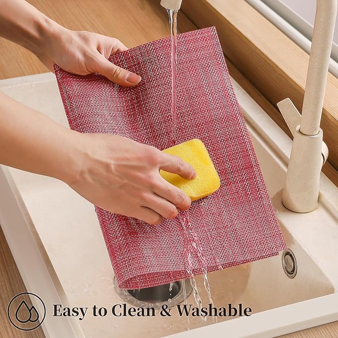 Leetaltree Red Placemats Set of 6 - Heat Resistant Non-Slip Place mats for Dining Table, Washable Durable PVC Vinyl Woven Table Mats（Red, 6）