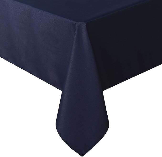 sancua Rectangle Tablecloth - 90 x 132 Inch - Water Resistant Spill Proof Washable Polyester Table Cloth, Decorative Fabric Table Cover for Dining Tables, Buffet Parties and Camping, Navy