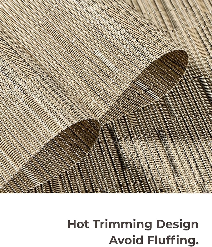 Leetaltree Light Brown Placemats Set of 12 - Heat Resistant Non-Slip Place mats for Dining Table, Washable Durable PVC Vinyl Woven Table Mats（Light Brown, 12）