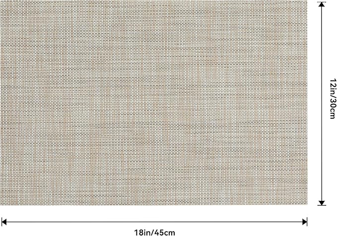 Leetaltree Linen Yellow Placemats Set of 4 - Heat Resistant Non-Slip Place mats for Dining Table, Washable Durable PVC Vinyl Woven Table Mats（Linen Yellow, 4）