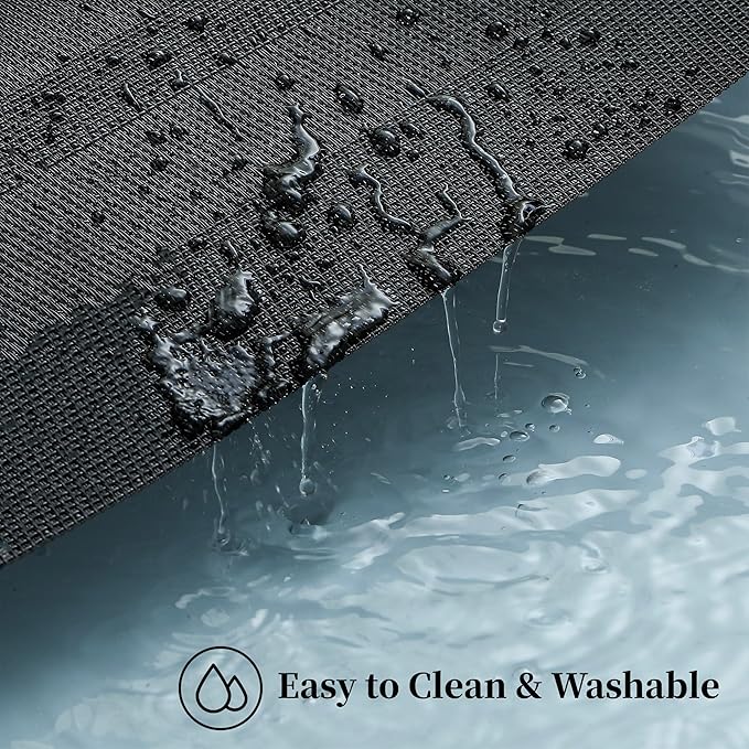 Leetaltree Black Frame Placemats Set of 6 - Heat Resistant Non-Slip Place mats for Dining Table, Washable Durable PVC Vinyl Woven Table Mats（Black Frame, 6）