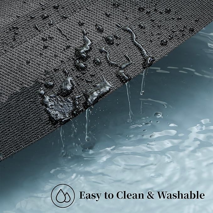 Leetaltree Black Frame Placemats Set of 12 - Heat Resistant Non-Slip Place mats for Dining Table, Washable Durable PVC Vinyl Woven Table Mats（Black Frame, 12）