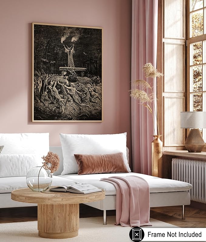 Poster Master Vintage Gustave Dore Poster - Retro Dance of Sabbath Print - Witchcraft Art - Halloween Art - Gift for Him & Her - Gothic Decor for Dorm, Living Room or Bedroom - 8x10 UNFRAMED Wall Art