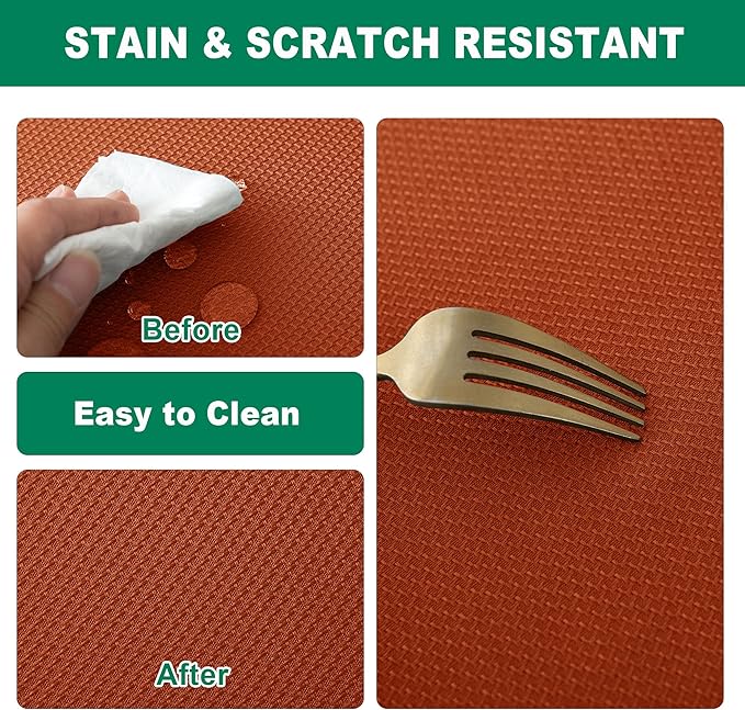 Biscaynebay Fall Tablecloth Textured Fabric Square Tablecloths 54x54 Inch, Rust Thanksgiving Autumn Harvest Water Resistant Fabric Tablecloths for Kitchen, Dining, Wedding, Parties Machine Washable