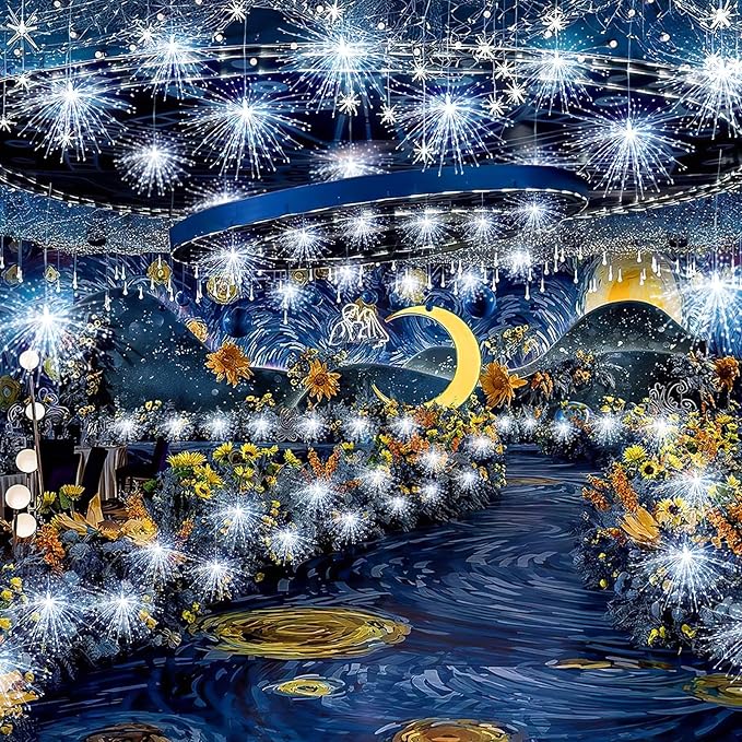 Techip 4 Pcs 225LED Battery Operated Fairy Lights With Remote - Indoor Outdoor Hanging Decor for Wedding, Bedroom, Patio, Garden, Christmas, Halloween (Cool White, 4pcs)