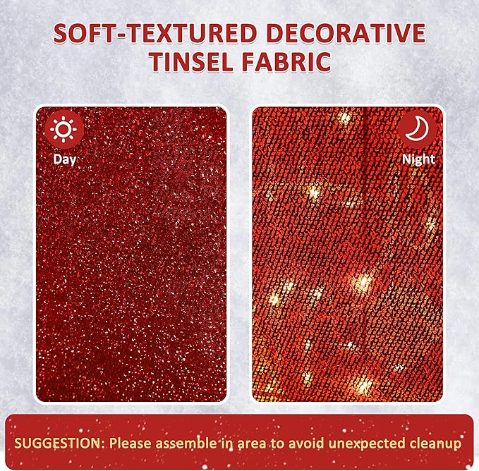 Light Up Electric Santa Claus Decor with 100 LED Lights, 3D Pre-Lit Animated Santa Claus for Xmas Decoration, 14.17" L x 10" W x 26.97" H Freestanding Glittered Display for Outdoor, Indoor