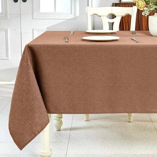IVAPUPU Textured Linen Table Cloth for Rectangle Table - Coffee Tablecloths Rectangular Waterproof Wrinkle Free Wipeable Dining Table Cover for Spring Wedding Birthday Kitchen Decor, 60 x 84 Inch
