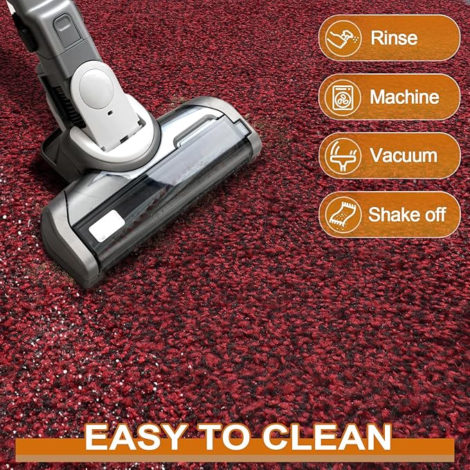 Mibao Front Door Mat, Dirt Trapper Welcome Mat for Outdoor Indoor, Non-Slip Waterproof Doormat, Durable Machine Washable Low Profile Entry Rug for Back Door Outside Patio Porch, 32" x 20", Red