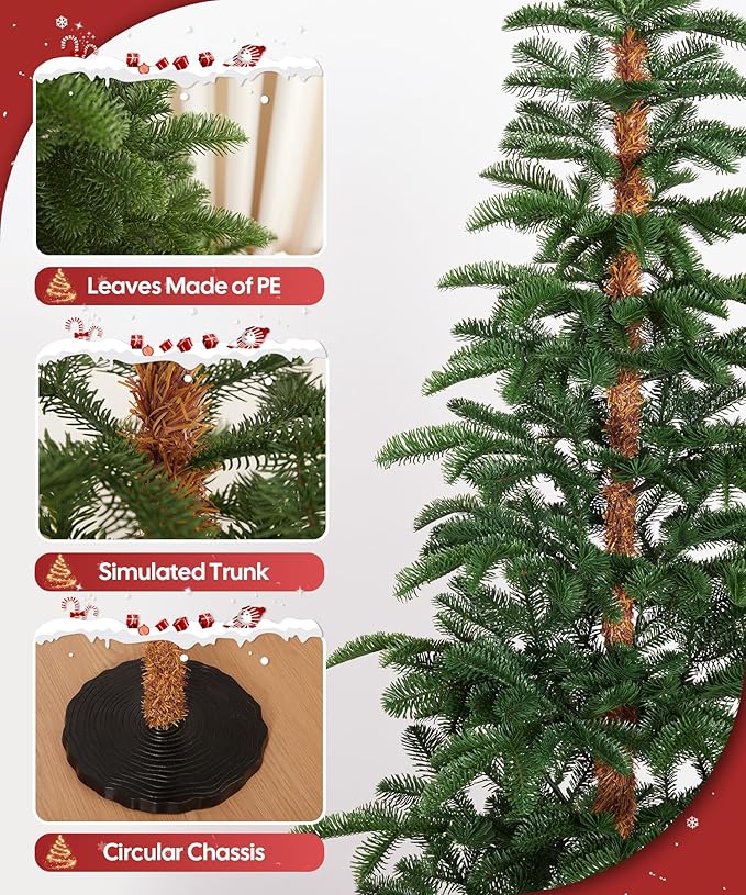 Decoway 6 FT Artificial Christmas Tree, Unlit Xmas Tree with 641 Green PE Tips for Indoor Outdoor Decorations Holiday Decor