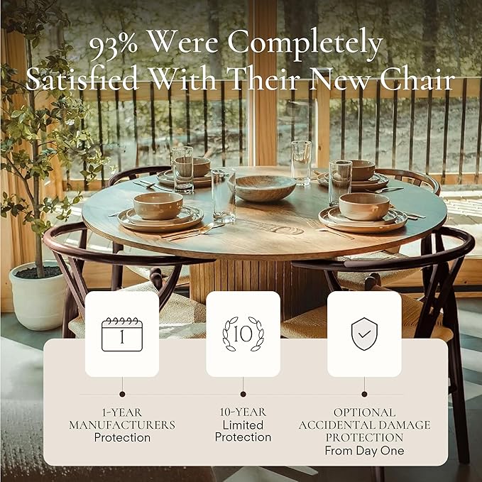 POLY & BARK Weave Dining Chair – Mid-Century Modern Wishbone Dining Chair with Arms, Solid Wood Frame, Indoor Use – Walnut – Single - Ideal for Dining Room, Kitchen or Stylish Accent Setting