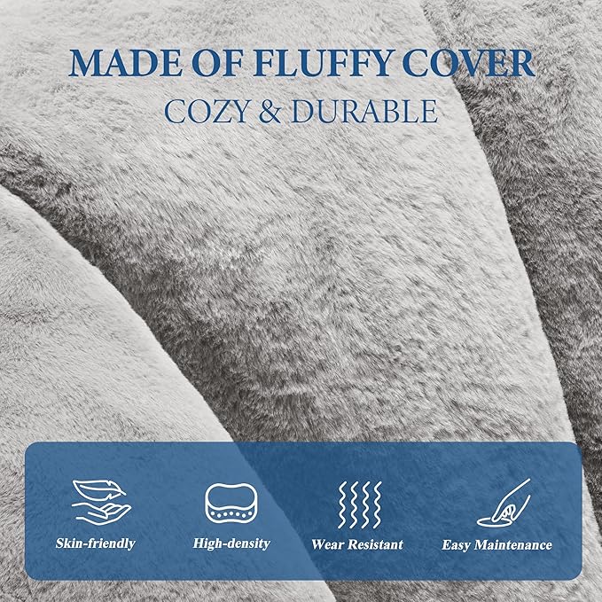 Hobestluk Bean Bag Chairs Large Bean Bag Couch for Adults Stuffed Sofa Chair Comfy Giant Bean Bag Chair with Spacious Design for Reading, Playing or Relaxing (Grey)