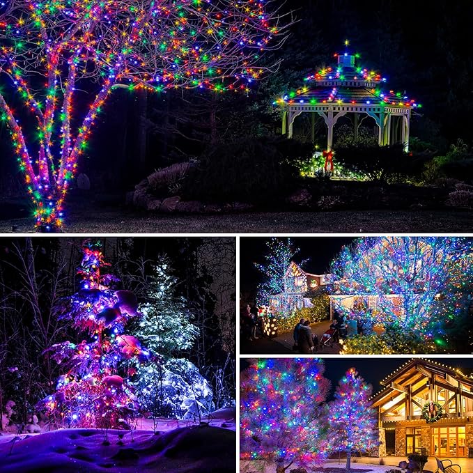 btfarm Solar String Lights Outdoor - 80LED 33FT Solar Fairy Lights Outside Waterproof 8 Modes, Copper Wire Solar Powered Twinkle Lights for Tree Garden Christmas Wedding Party Decor, Colorful
