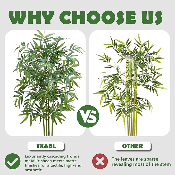 Artificial Bamboo Tree 5FT Tall Fake Plants Faux Silk Plant, Faux Bamboo Plant for Home Office Indoor Outdoor Decor Artificial Trees with Tall Planter