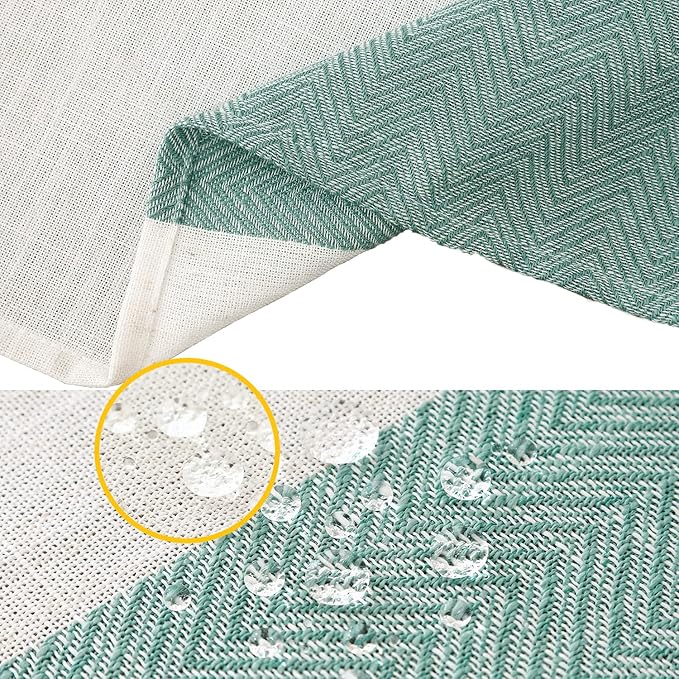 IVAPUPU Textured Linen Table Cloth for Rectangle Table Waterproof Fabric Tablecloth Rectangular Wrinkle Free Wipeable Dining Table Cover for Wedding/Birthday/Party Decor, 52 x 85 Inch, Coffee