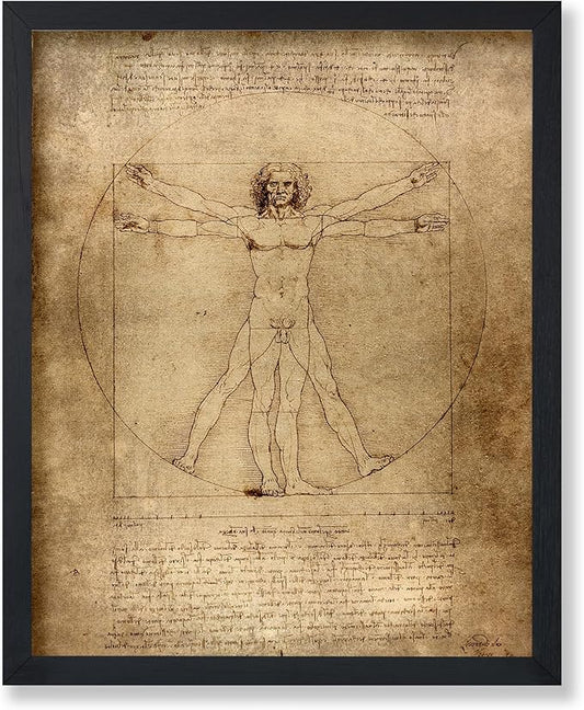 Poster Master Classic Leonardo Da Vinci Poster - Vintage Renaissance Print - Gift for Artist, Friend - Vitruvian Man, Proportion, Symmetry, Human Body - Wall Decor for Office, 24x32 Unframed Wall Art