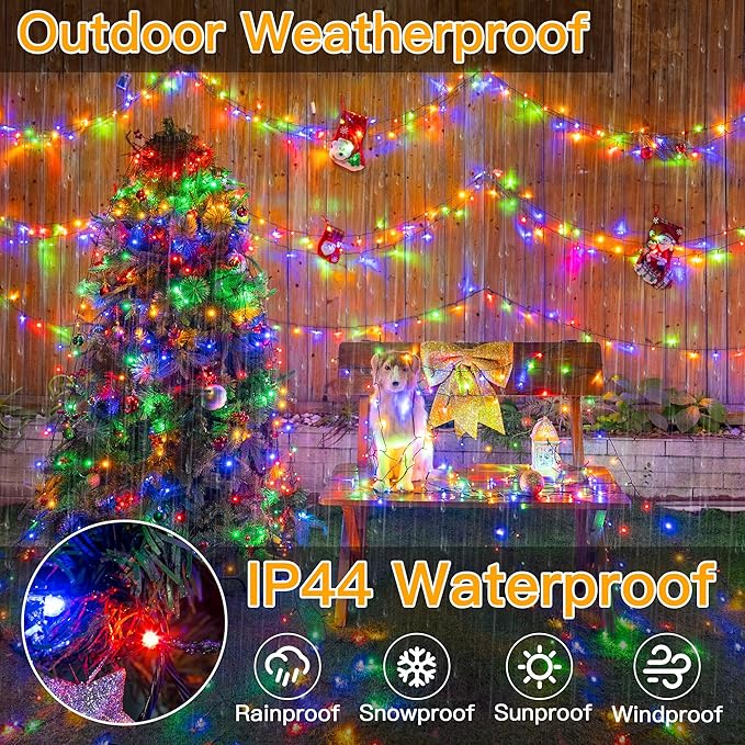 Ollny Christmas Lights, 1000LED 328FT Long Christmas Tree Lights with 8 Modes Remote Timer IP44 Waterproof, Outdoor Christmas Lights for Tree House Yard Outside Xmas Decorations Multicolor