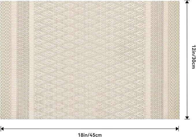 Leetaltree Stardust Yellow Placemats Set of 6 - Heat Resistant Non-Slip Place mats for Dining Table, Washable Durable PVC Vinyl Woven Table Mats（Stardust Yellow, 6）