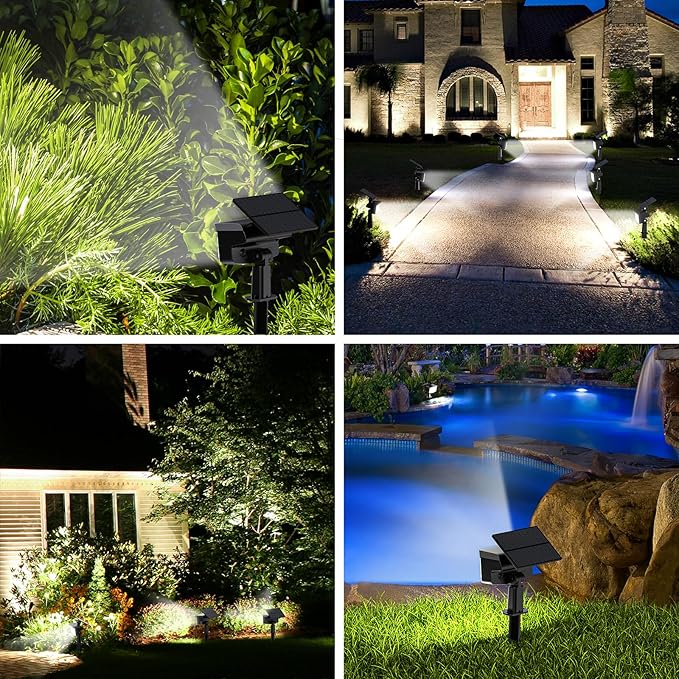 WELALO Solar Spot Lights Outdoor, 6 Pack/3 Modes Solar Landscape Spotlights, Adjustable Solar Powered Security Lights, IP65 Waterproof Wall Lights Solar Lights Outdoor for Walkway/Yard/Garden/Driveway