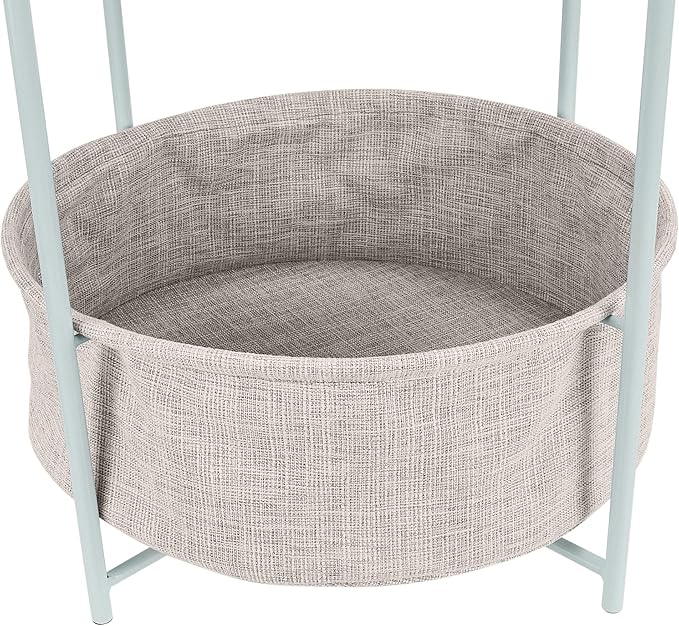 Amazon Basics Round Storage End Table, Side Table with Cloth Basket, Mint Green/Heather Gray, 18 in x 18 in x 19 in