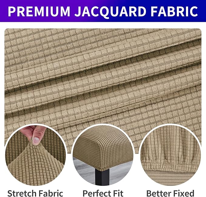 Howhic Stretch Chair Covers for Dining Room Set of 6, Removable Washable Dining Room Chair Covers, Dining Chair Slipcovers Seat Protector, Great Home Decor and Banquet Upholstery (Tan, 6 Pack)