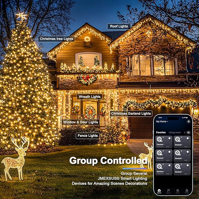 JMEXSUSS 800 LED RGB String Light Outdoor Indoor, Christmas Lights Outdoor Clear Wire Christmas Lights Plug in for Bedroom Tree Room Party Birthday Decorations