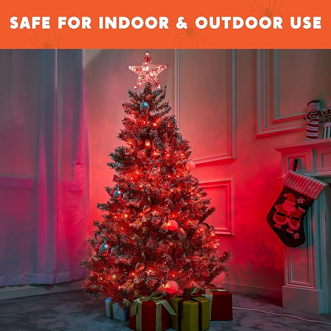 Joiedomi Red Christmas Lights Outdoor,42.8FT Christmas Tree Lights Outside,200(2x100) Count String Lights,Green Wire Xmas Lights for Decorations Indoor Holiday Theme Party Yard House