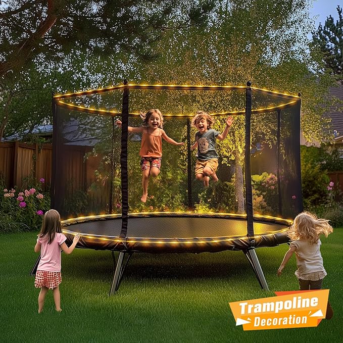 JMEXSUSS 100 LED Solar Rope Lights Outdoor Waterproof, 33ft IP65 Waterproof Solar Trampoline Lights, 8 Modes Solar String Lights for Outside Camping Tent Trampoline