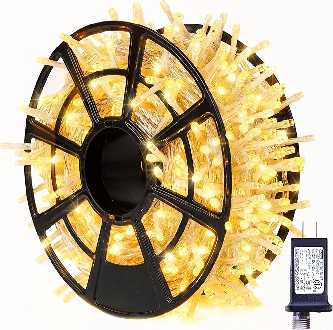 JMEXSUSS 800 LED Christmas Lights Outdoor Indoor String Lights with 8 Modes Warm White Plug in for Patio Garden Tree Wedding Party Yard Spring Decoration