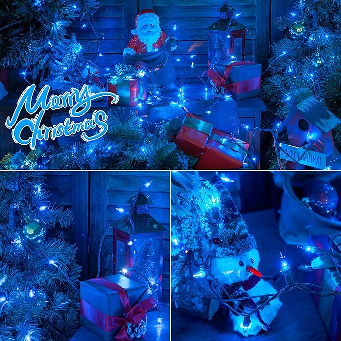 Hopolon Blue Christmas Lights, 13Feet 50Count UL Certified String Light, Pack of 2 Sets Incandescent Mini Lights for Indoor Outdoor Christmas Tree Garland Halloween Party Festival Decor,Blue