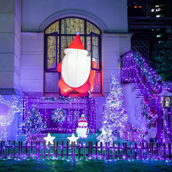 JMEXSUSS Connectable 100 LED Purple Halloween Lights Indoor, 8 Modes Plug in Purple Christmas String Lights Clear Wire, 33ft Christmas Tree Light Outdoor for Halloween Tree, Garden, Bedroom