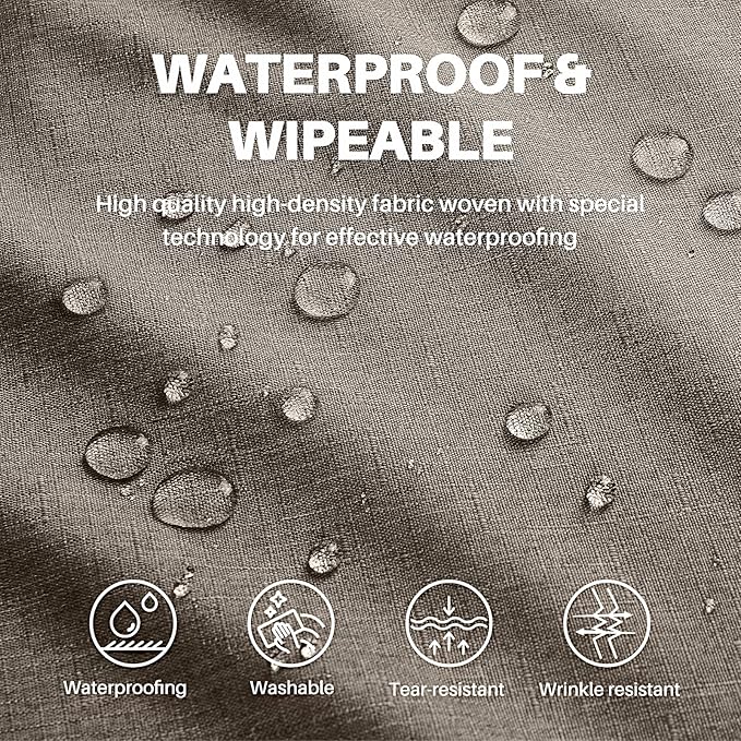 IVAPUPU Textured Linen Table Cloth for Rectangle Table - Mocha Tablecloths Rectangular Waterproof Wrinkle Free Wipeable Dining Table Cover for Spring Wedding Birthday Kitchen Decor, 60 x 84 Inch