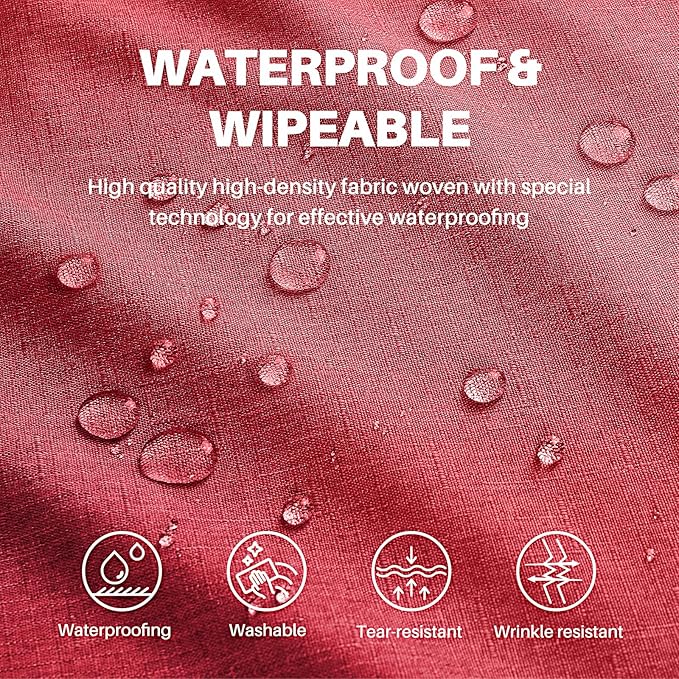 IVAPUPU Textured Linen Table Cloth for Rectangle Table - Waterproof Fabric Tablecloth Rectangular Wrinkle Free Wipeable Dining Cover for Wedding/Birthday/Party Decor, 52x 70 Inch