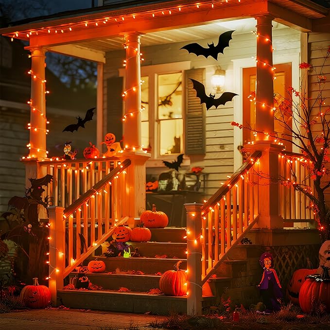 JMEXSUSS 600 LED Orange Lights for Halloween Decorations, Halloween Lights Outdoor, Orange String Fall Light Plug in for Indoor Room Tree Yard Party Magic Summerween Fall Decor