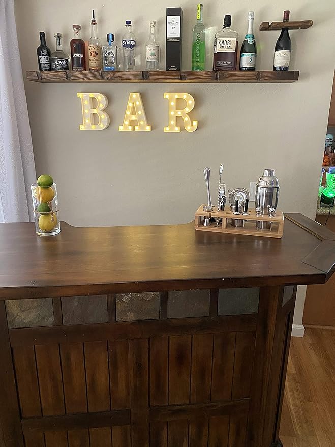 joelsantiques Floating Shelf, Wood Wall Shelf, Natural Wooden Home Decor for Bathroom Kitchen Bedroom, Hanging Mounted Invisible Bracket (Medium Brown, 7" Deep x 48" Wide)