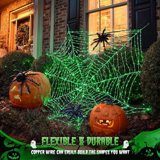 JMEXSUSS 2 Pack Green Halloween Lights, Each 33ft 100 LED Green Solar Lights Outdoor, Waterproof Solar Fairy String Light for Outside Patio Garden Party Tree Christmas Halloween Decorations