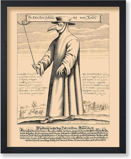 Poster Master Vintage Medieval Poster - Retro Illustration Print - Gift for Friend - Plague Doctor, Pandemic Mask, Physician, Black Death - Wall Decor for Home, Living Room, 24x32 Unframed Wall Art